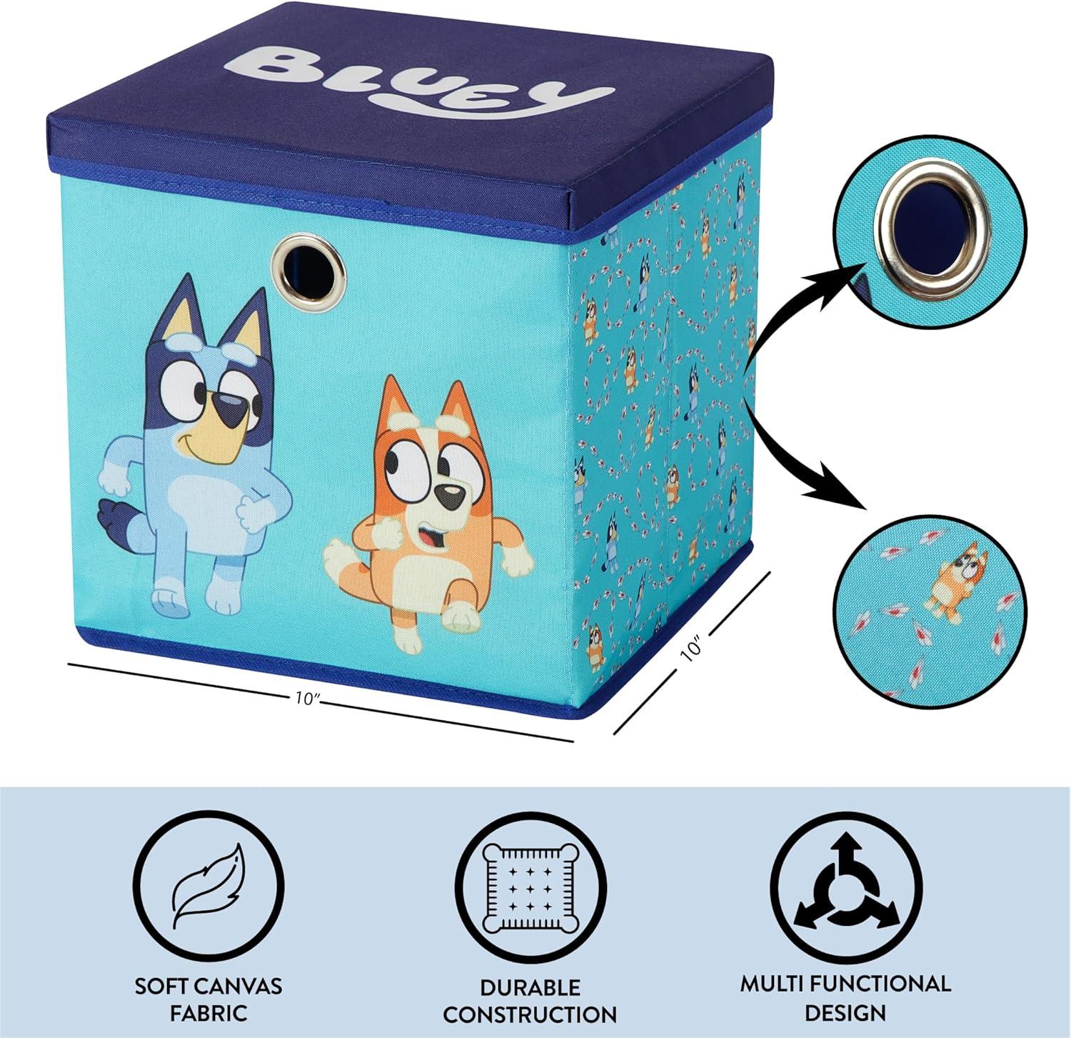 imageIdea Nuova Bluey Collapsible Fabric Storage Cube10 Organizer Bin with Lid for Bedroom Playroom and ClosetBluey