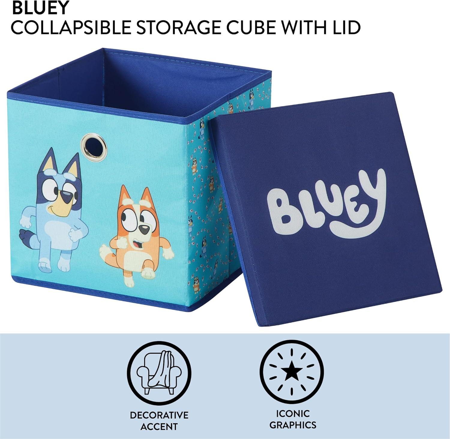 imageIdea Nuova Bluey Collapsible Fabric Storage Cube10 Organizer Bin with Lid for Bedroom Playroom and ClosetBluey