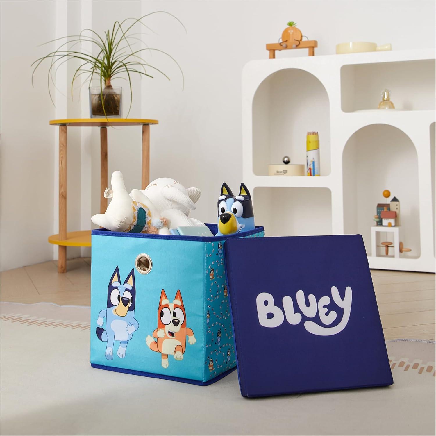 imageIdea Nuova Bluey Collapsible Fabric Storage Cube10 Organizer Bin with Lid for Bedroom Playroom and ClosetBluey