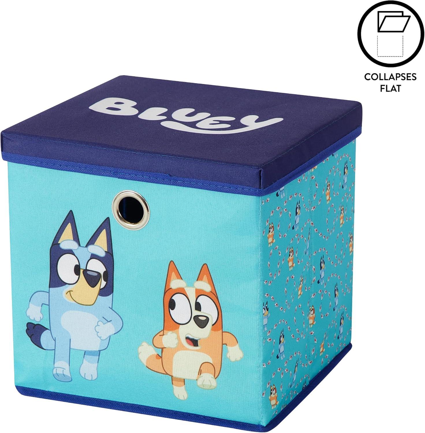 imageIdea Nuova Bluey Collapsible Fabric Storage Cube10 Organizer Bin with Lid for Bedroom Playroom and ClosetBluey