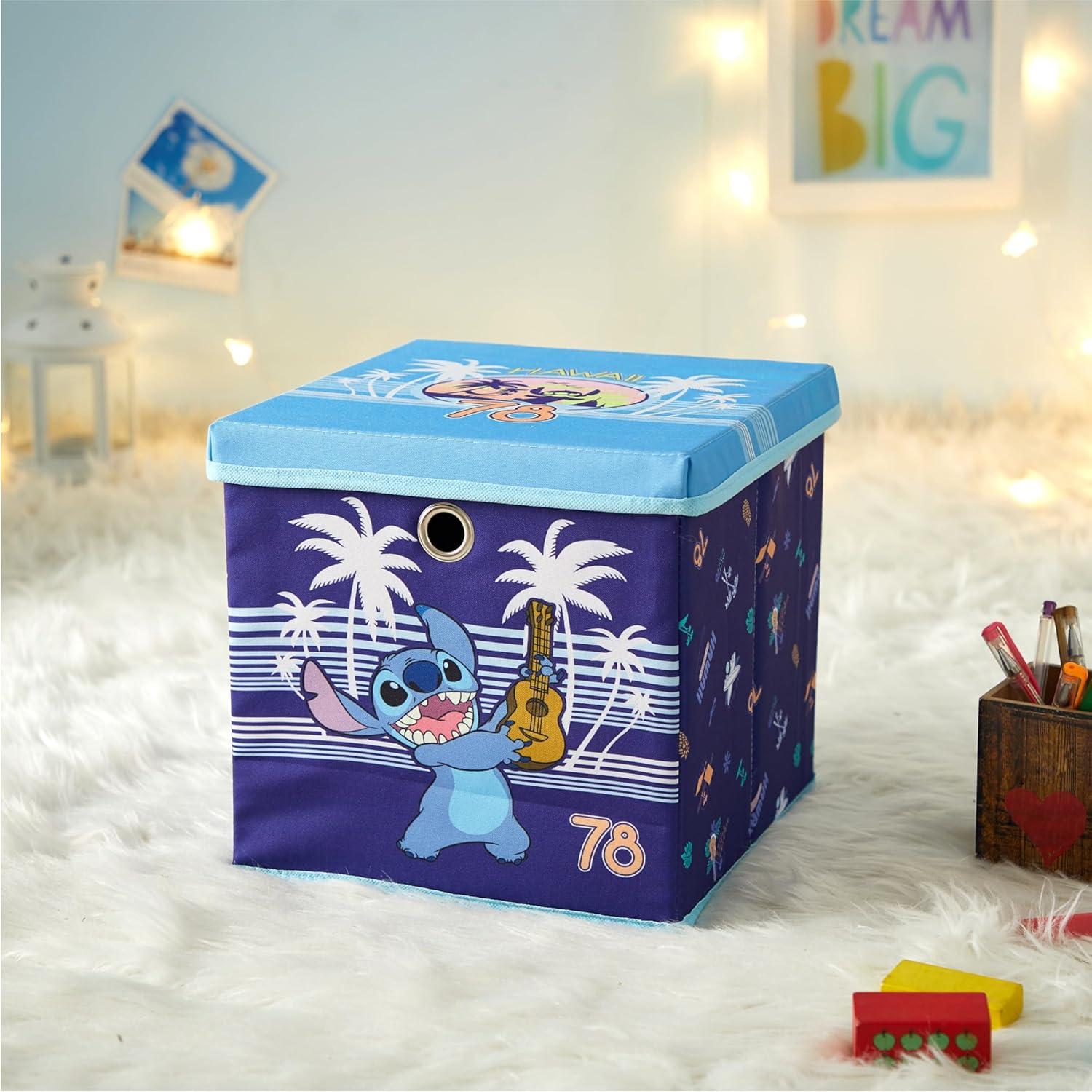 imageIdea Nuova Bluey Collapsible Fabric Storage Cube10 Organizer Bin with Lid for Bedroom Playroom and ClosetLilo and Stitch