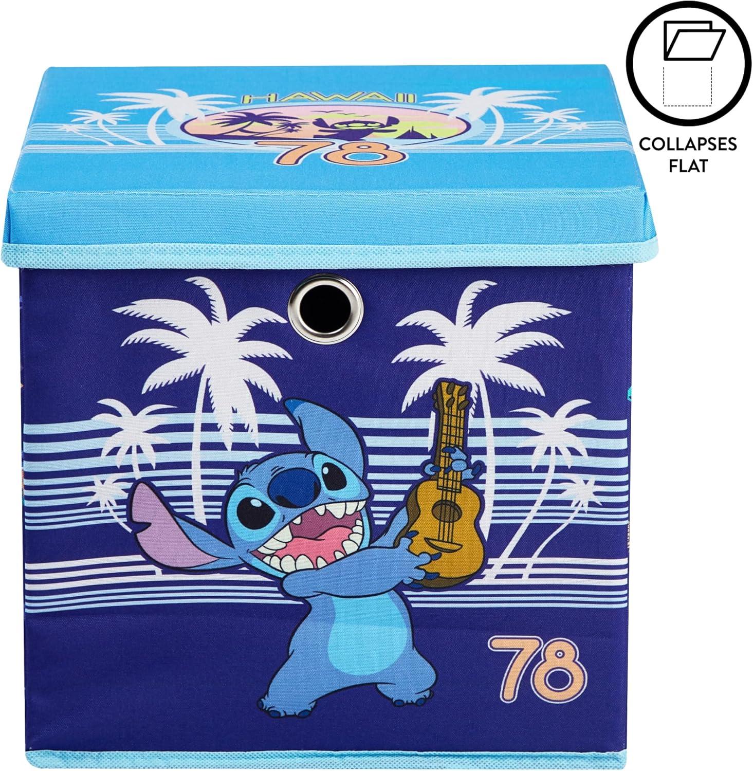 imageIdea Nuova Bluey Collapsible Fabric Storage Cube10 Organizer Bin with Lid for Bedroom Playroom and ClosetLilo and Stitch