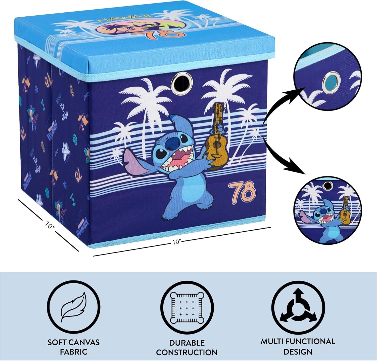 imageIdea Nuova Bluey Collapsible Fabric Storage Cube10 Organizer Bin with Lid for Bedroom Playroom and ClosetLilo and Stitch