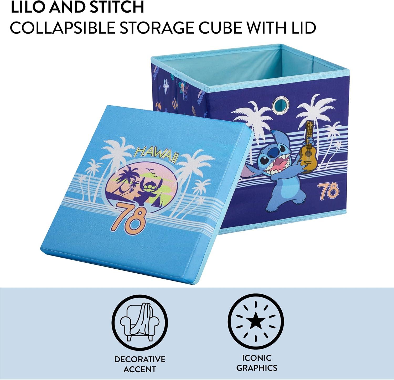 imageIdea Nuova Bluey Collapsible Fabric Storage Cube10 Organizer Bin with Lid for Bedroom Playroom and ClosetLilo and Stitch