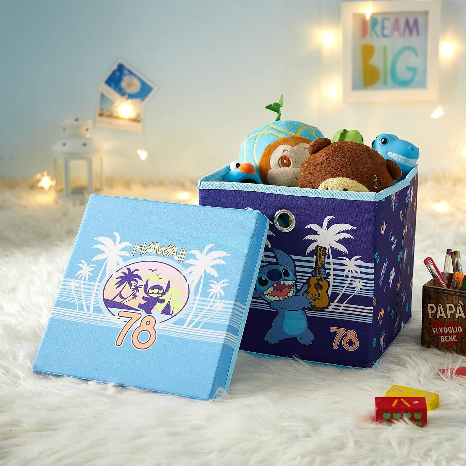 imageIdea Nuova Bluey Collapsible Fabric Storage Cube10 Organizer Bin with Lid for Bedroom Playroom and ClosetLilo and Stitch