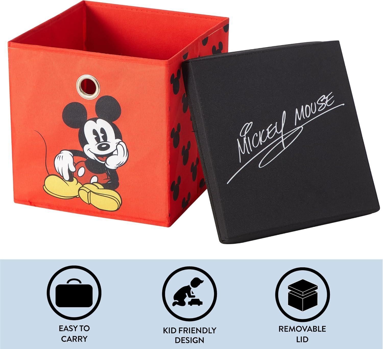 imageIdea Nuova Bluey Collapsible Fabric Storage Cube10 Organizer Bin with Lid for Bedroom Playroom and ClosetMickey Mouse