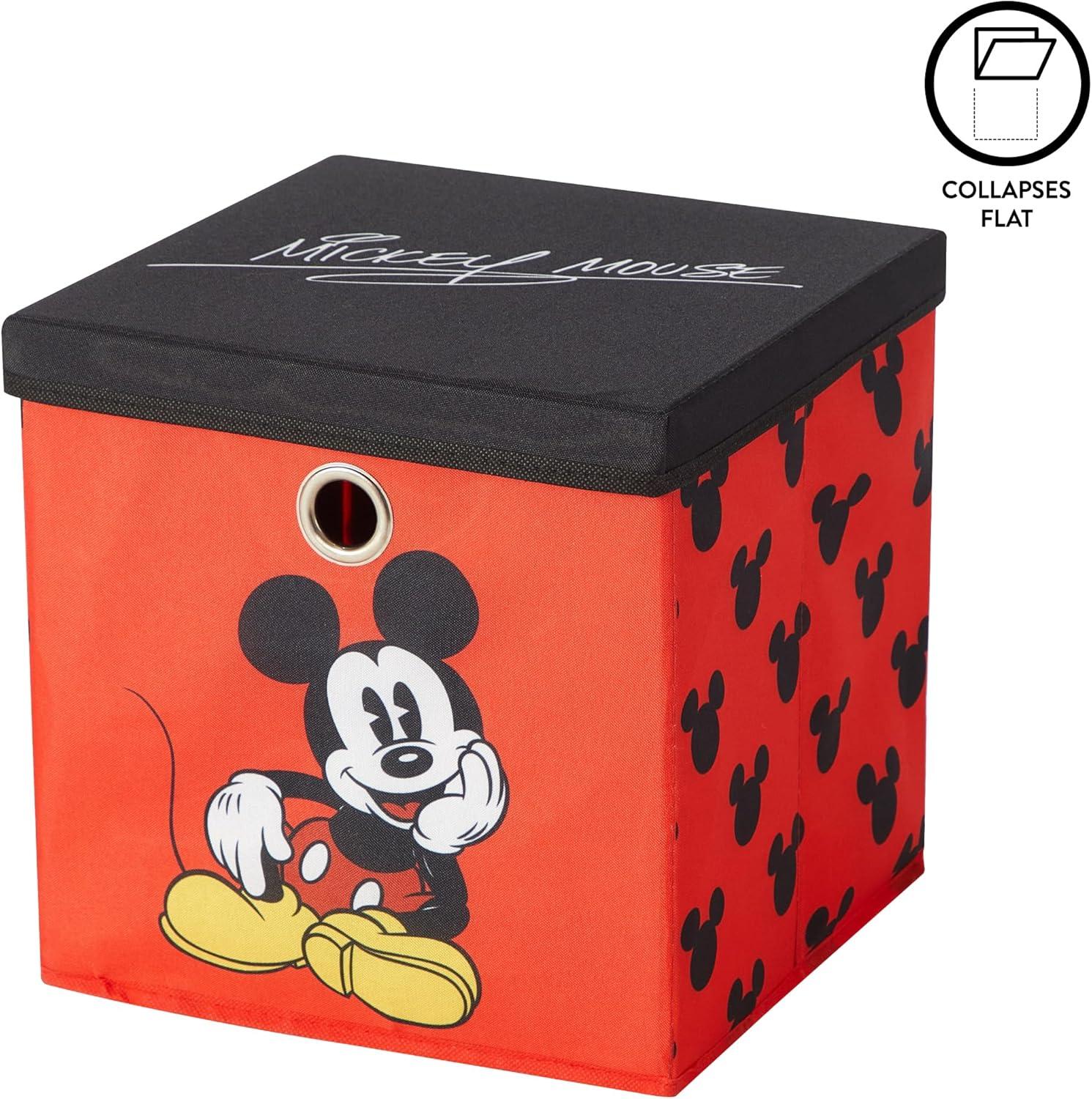 imageIdea Nuova Bluey Collapsible Fabric Storage Cube10 Organizer Bin with Lid for Bedroom Playroom and ClosetMickey Mouse