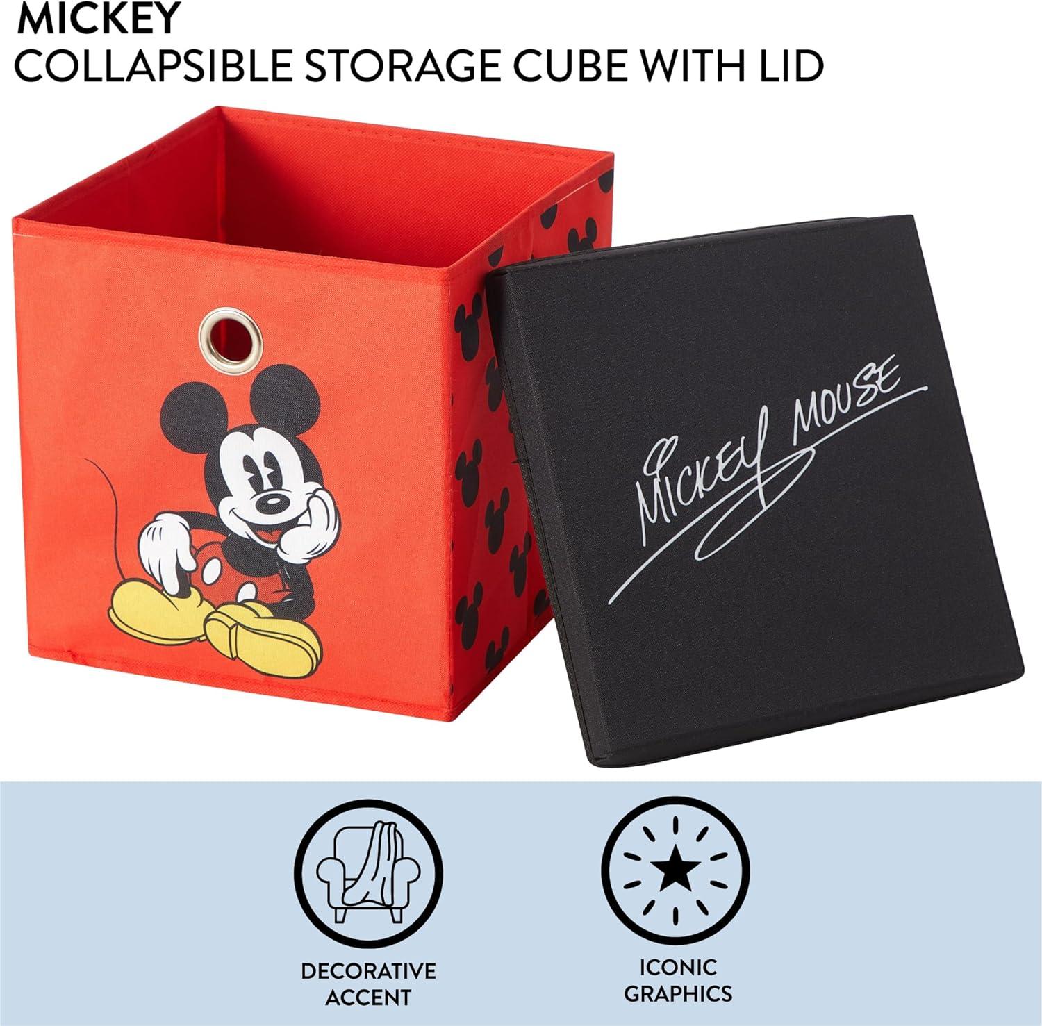 imageIdea Nuova Bluey Collapsible Fabric Storage Cube10 Organizer Bin with Lid for Bedroom Playroom and ClosetMickey Mouse