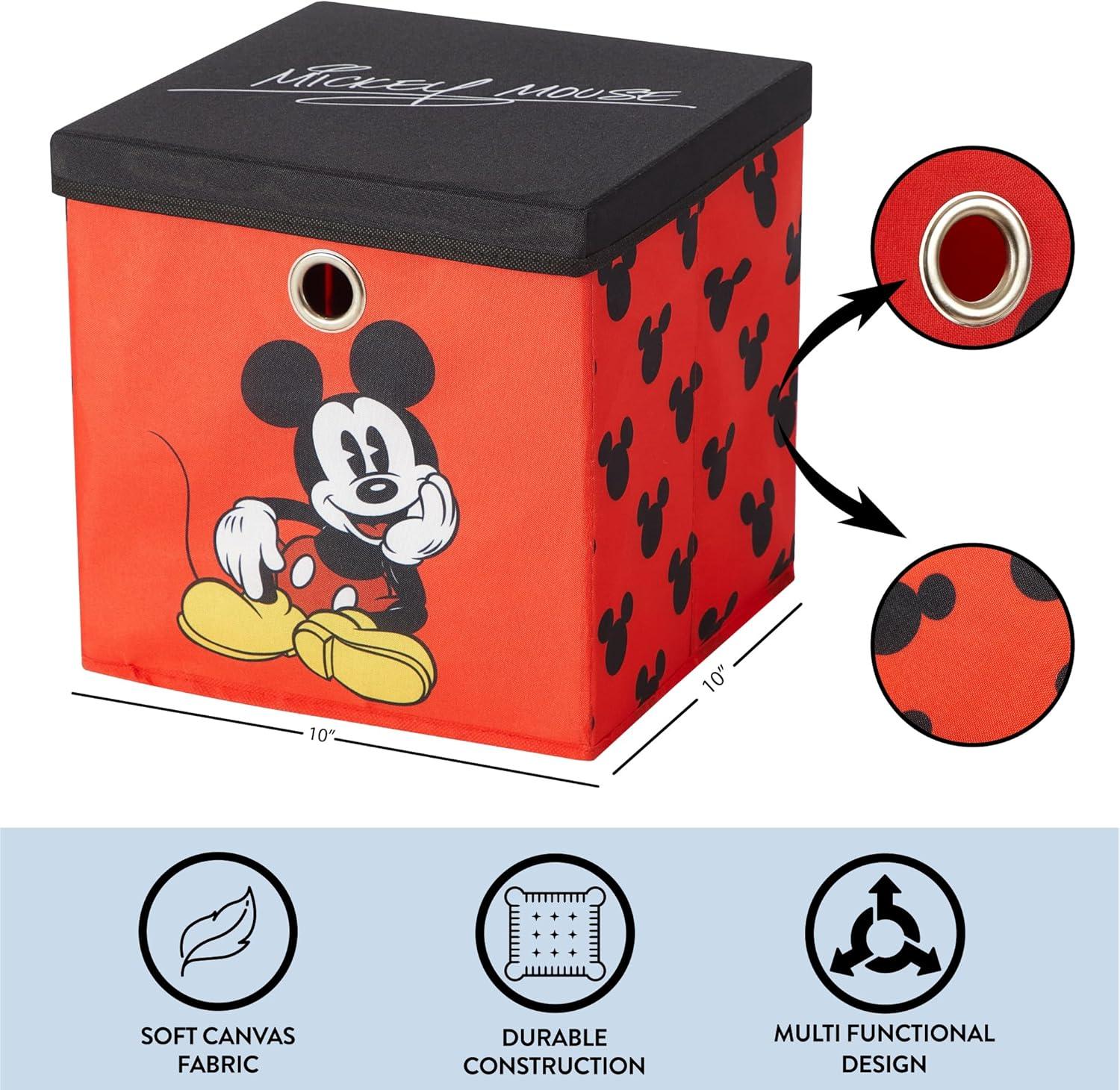 imageIdea Nuova Bluey Collapsible Fabric Storage Cube10 Organizer Bin with Lid for Bedroom Playroom and ClosetMickey Mouse