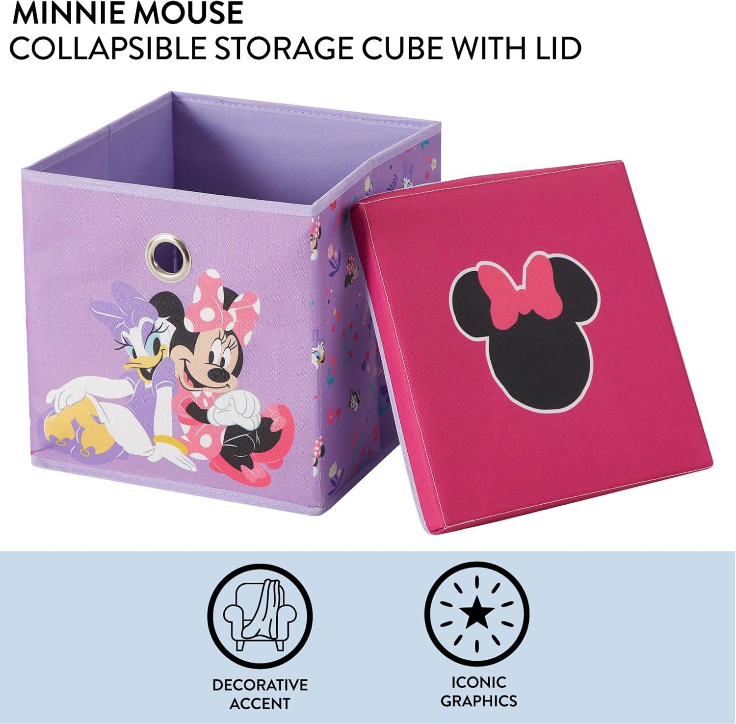 imageIdea Nuova Bluey Collapsible Fabric Storage Cube10 Organizer Bin with Lid for Bedroom Playroom and ClosetMinnie Mouse