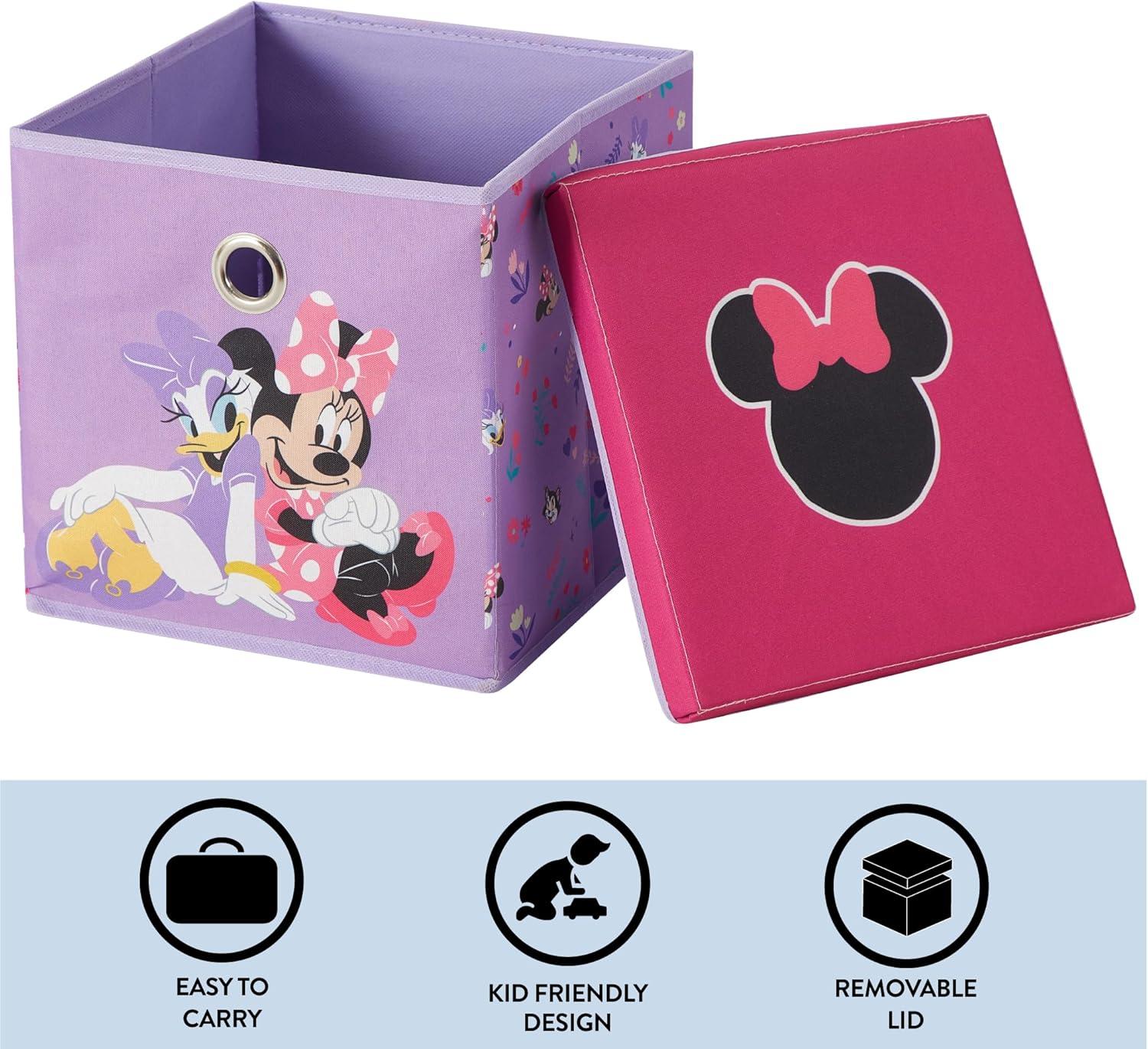imageIdea Nuova Bluey Collapsible Fabric Storage Cube10 Organizer Bin with Lid for Bedroom Playroom and ClosetMinnie Mouse