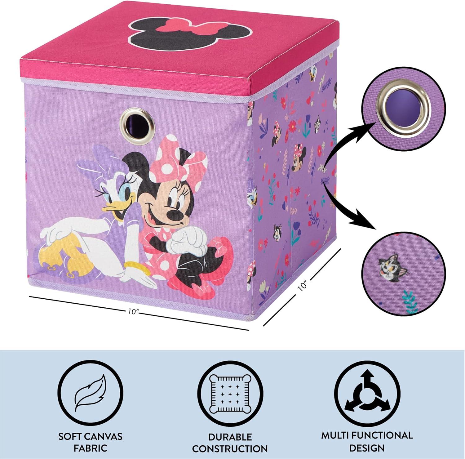 imageIdea Nuova Bluey Collapsible Fabric Storage Cube10 Organizer Bin with Lid for Bedroom Playroom and ClosetMinnie Mouse