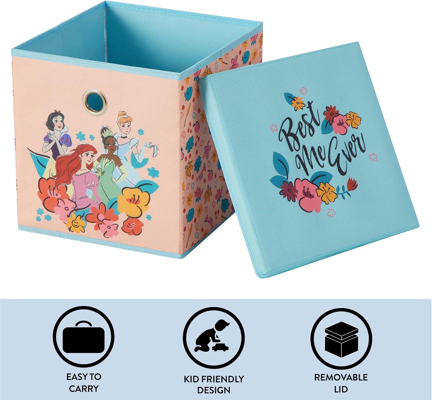 imageIdea Nuova Bluey Collapsible Fabric Storage Cube10 Organizer Bin with Lid for Bedroom Playroom and ClosetPrincess