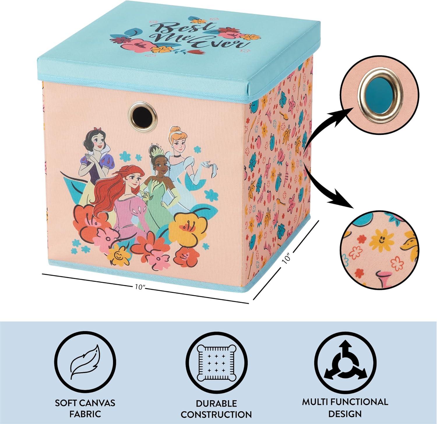 imageIdea Nuova Bluey Collapsible Fabric Storage Cube10 Organizer Bin with Lid for Bedroom Playroom and ClosetPrincess