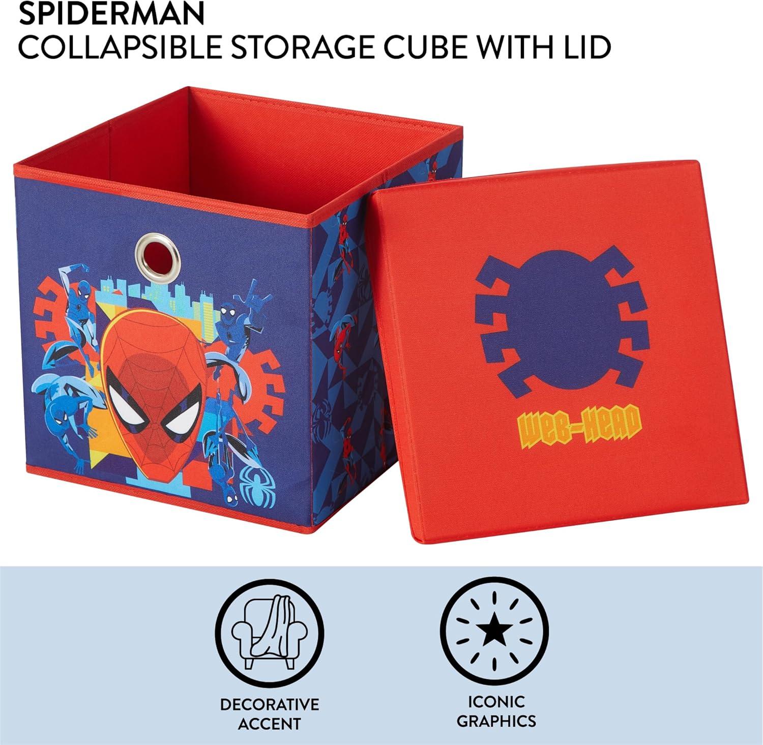 imageIdea Nuova Bluey Collapsible Fabric Storage Cube10 Organizer Bin with Lid for Bedroom Playroom and ClosetSpiderman