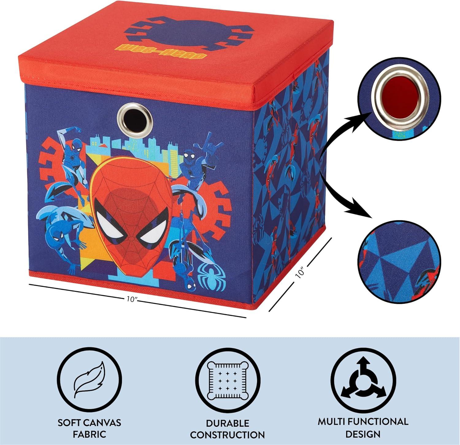 imageIdea Nuova Bluey Collapsible Fabric Storage Cube10 Organizer Bin with Lid for Bedroom Playroom and ClosetSpiderman