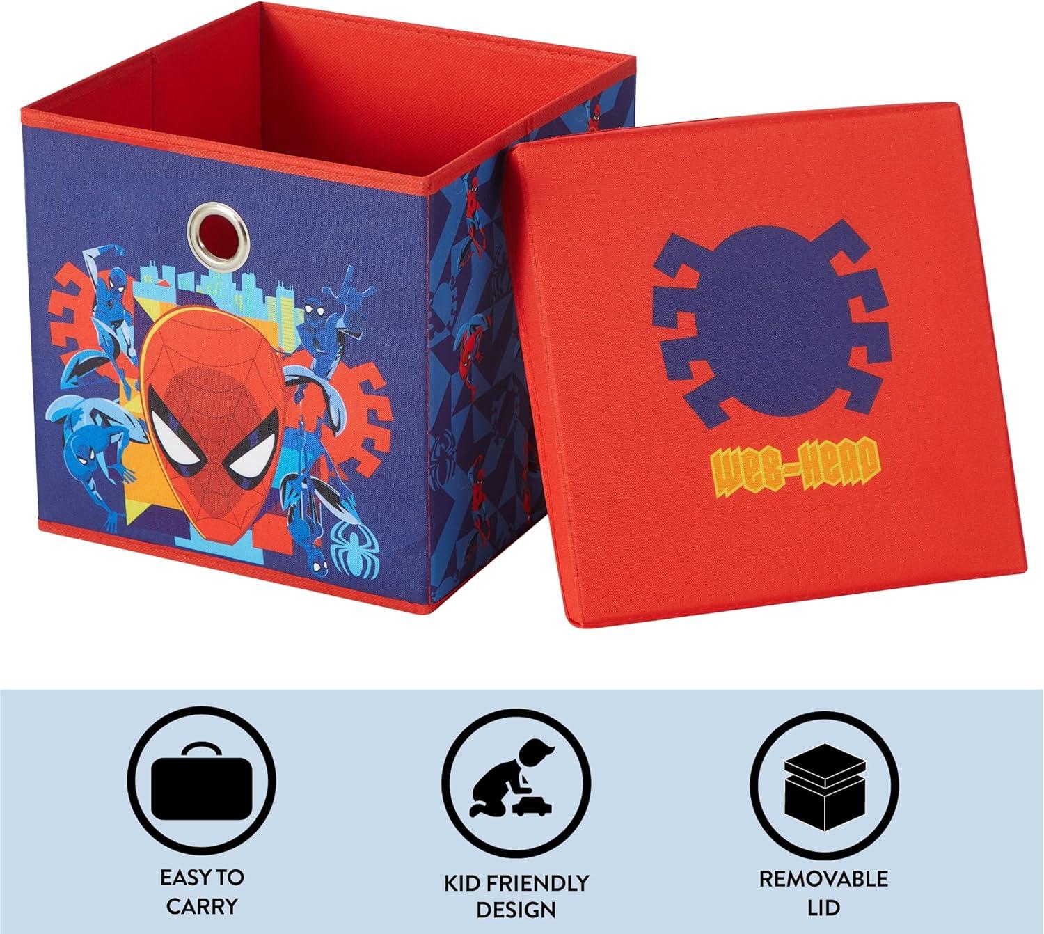 imageIdea Nuova Bluey Collapsible Fabric Storage Cube10 Organizer Bin with Lid for Bedroom Playroom and ClosetSpiderman