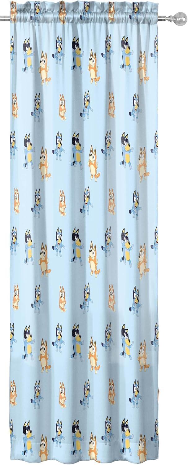 imageJay Franco Window Curtains for Kids Bedroom 4Piece Drape Set with 2 Tiebacks Grey Bluey 42 W x 84 L Pack of 2Blue Bluey Bingo