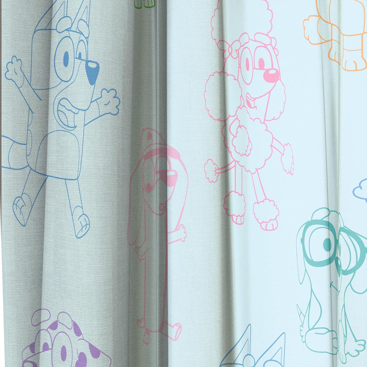 imageJay Franco Window Curtains for Kids Bedroom 4Piece Drape Set with 2 Tiebacks Grey Bluey 42 W x 84 L Pack of 2Blue Bluey