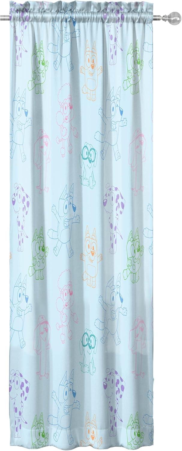 imageJay Franco Window Curtains for Kids Bedroom 4Piece Drape Set with 2 Tiebacks Grey Bluey 42 W x 84 L Pack of 2Blue Bluey