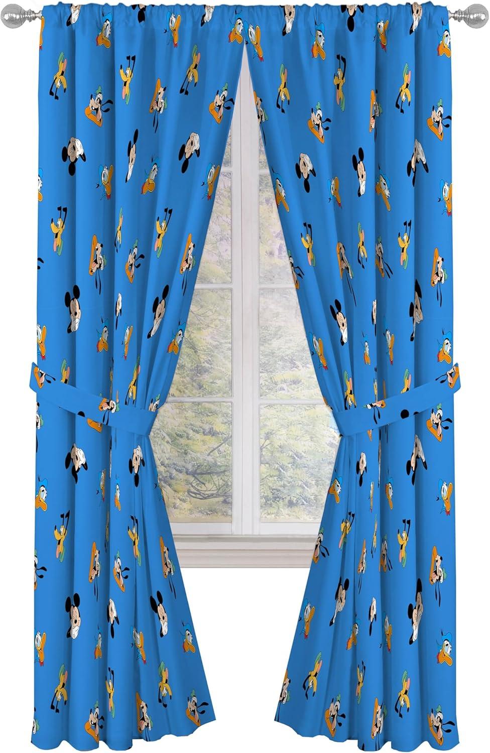 imageJay Franco Window Curtains for Kids Bedroom 4Piece Drape Set with 2 Tiebacks Grey Bluey 42 W x 84 L Pack of 2Blue Mickey Mouse