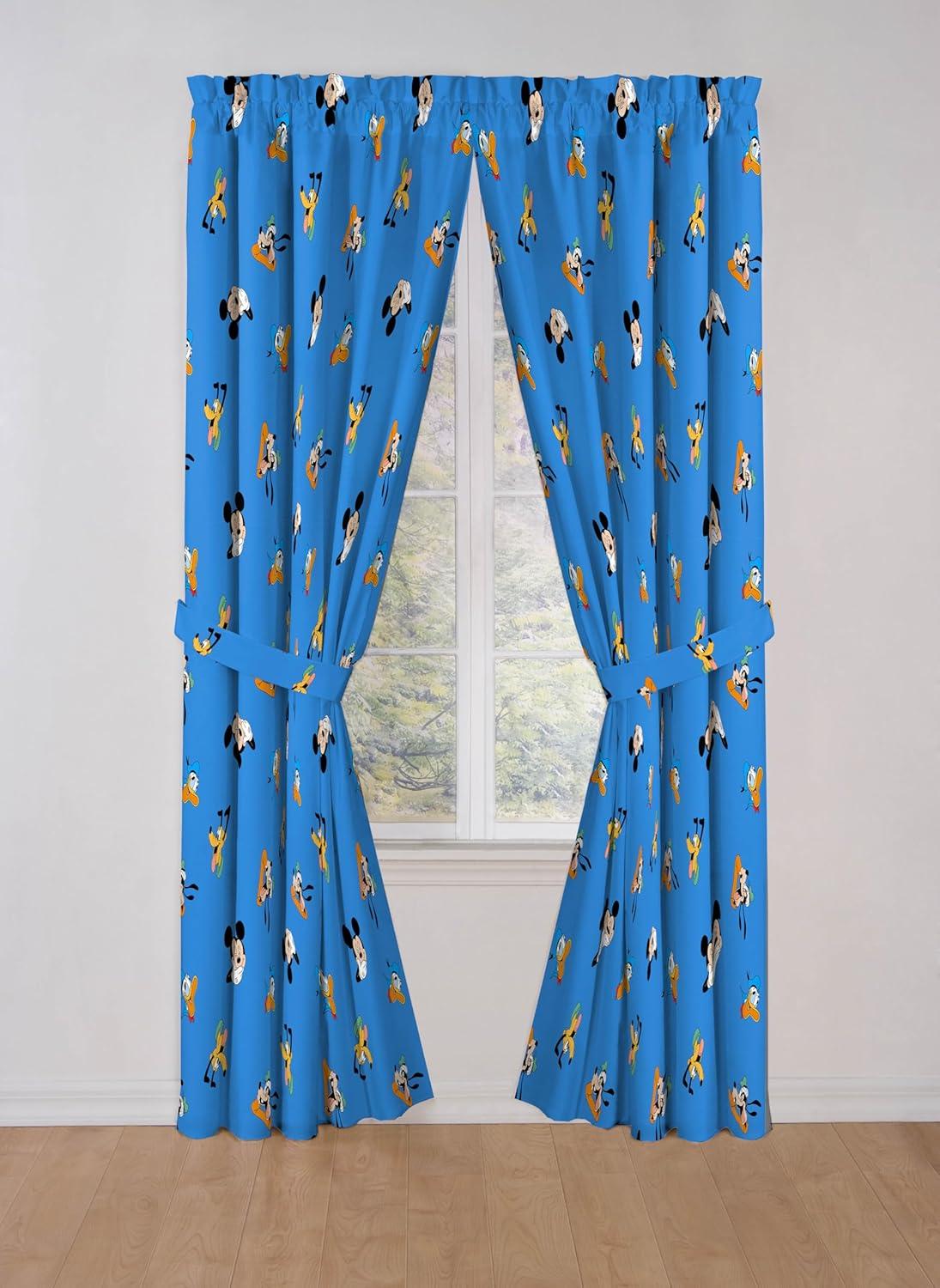 imageJay Franco Window Curtains for Kids Bedroom 4Piece Drape Set with 2 Tiebacks Grey Bluey 42 W x 84 L Pack of 2Blue Mickey Mouse