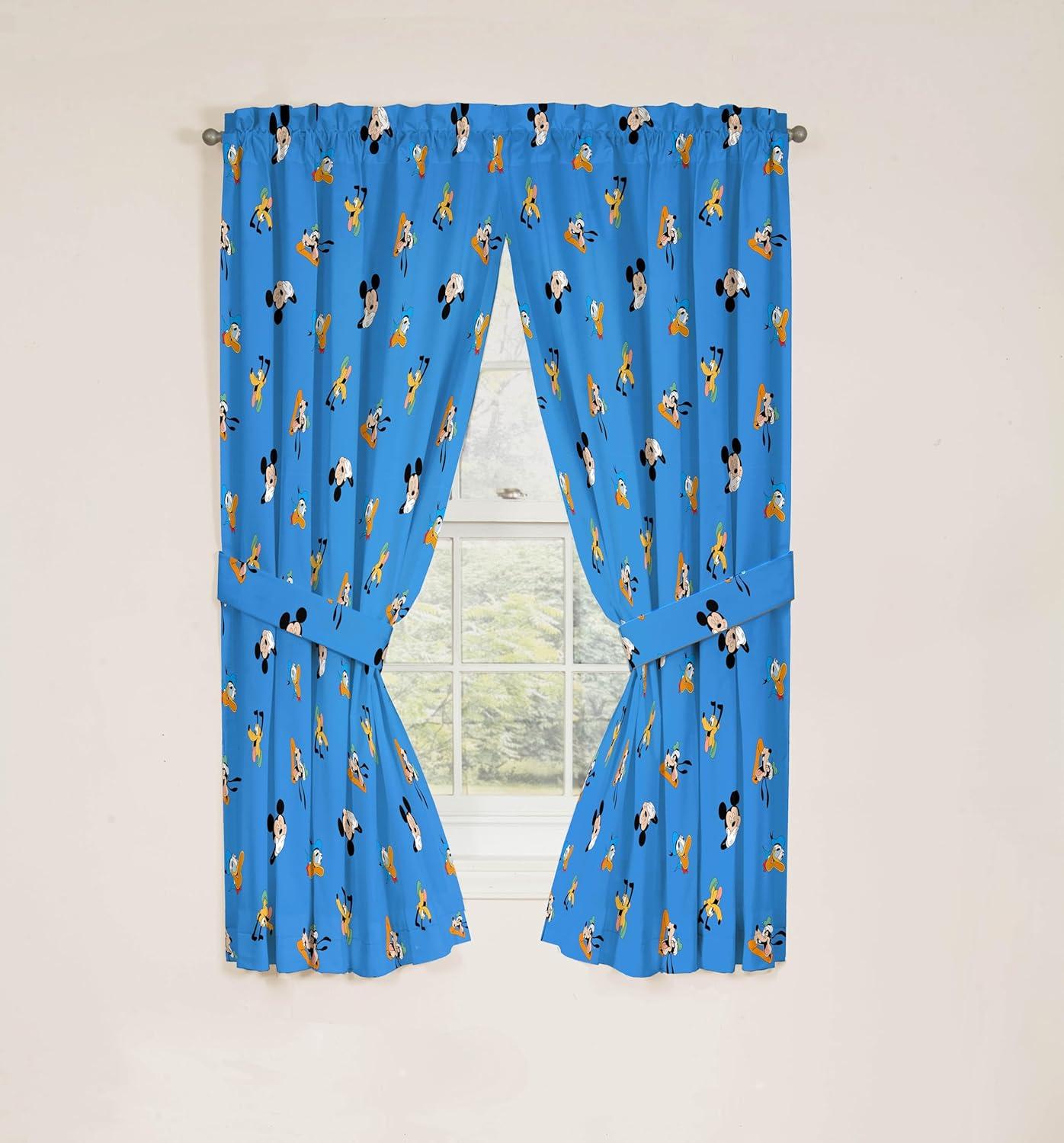 imageJay Franco Window Curtains for Kids Bedroom 4Piece Drape Set with 2 Tiebacks Grey Bluey 42 W x 84 L Pack of 2Blue Mickey Mouse