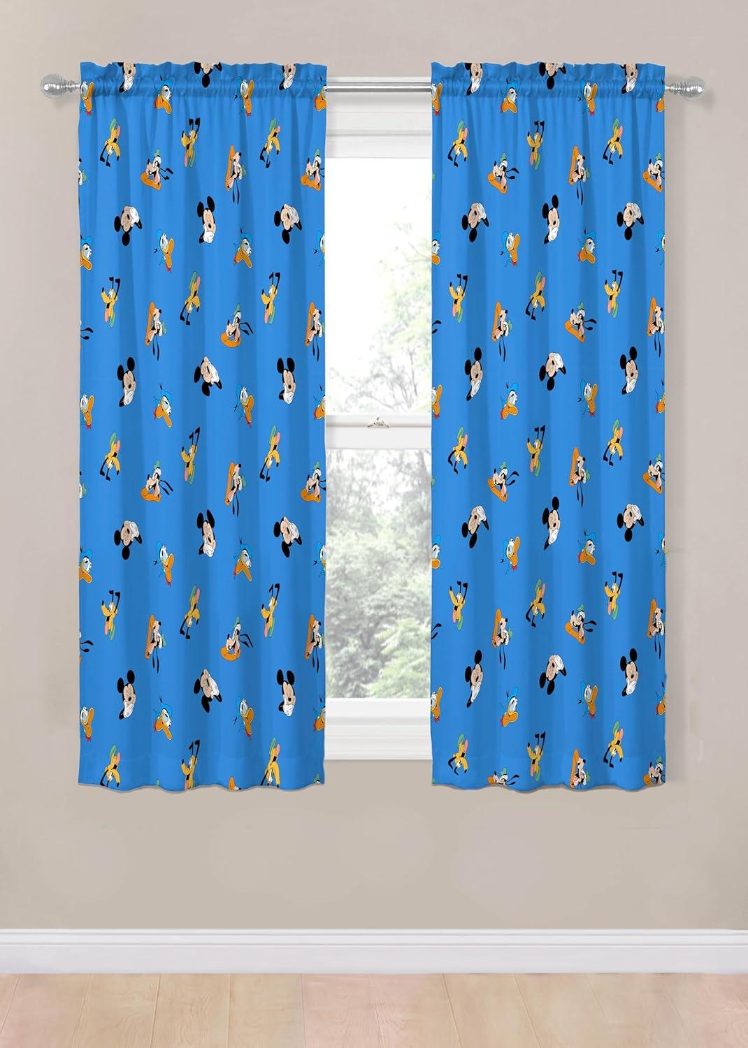 imageJay Franco Window Curtains for Kids Bedroom 4Piece Drape Set with 2 Tiebacks Grey Bluey 42 W x 84 L Pack of 2Blue Mickey Mouse
