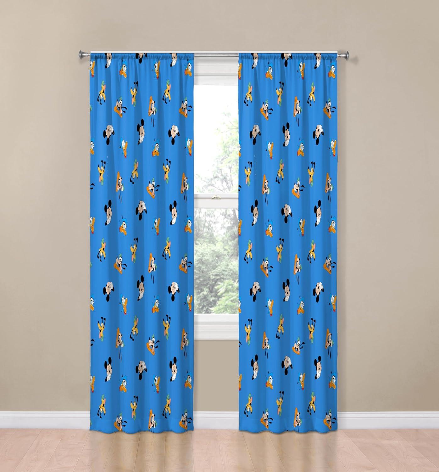 imageJay Franco Window Curtains for Kids Bedroom 4Piece Drape Set with 2 Tiebacks Grey Bluey 42 W x 84 L Pack of 2Blue Mickey Mouse
