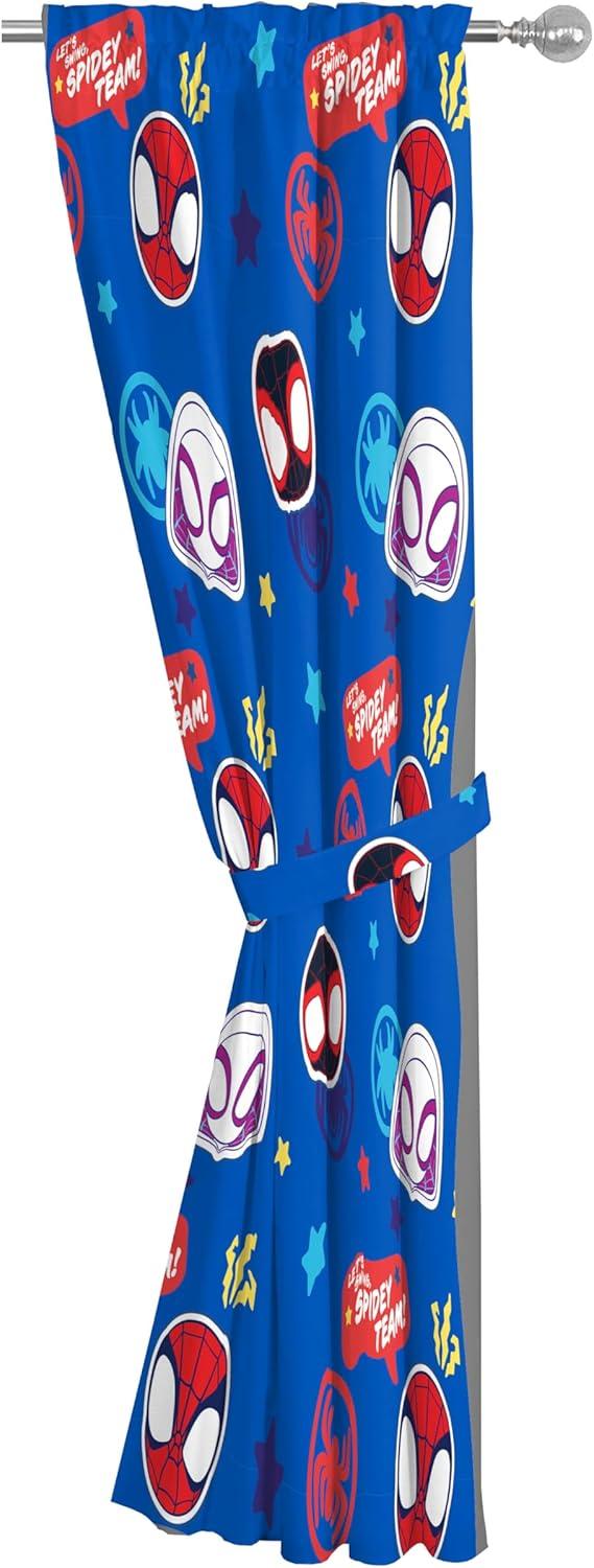 imageJay Franco Window Curtains for Kids Bedroom 4Piece Drape Set with 2 Tiebacks Grey Bluey 42 W x 84 L Pack of 2Blue Spidey His Amazing Friends