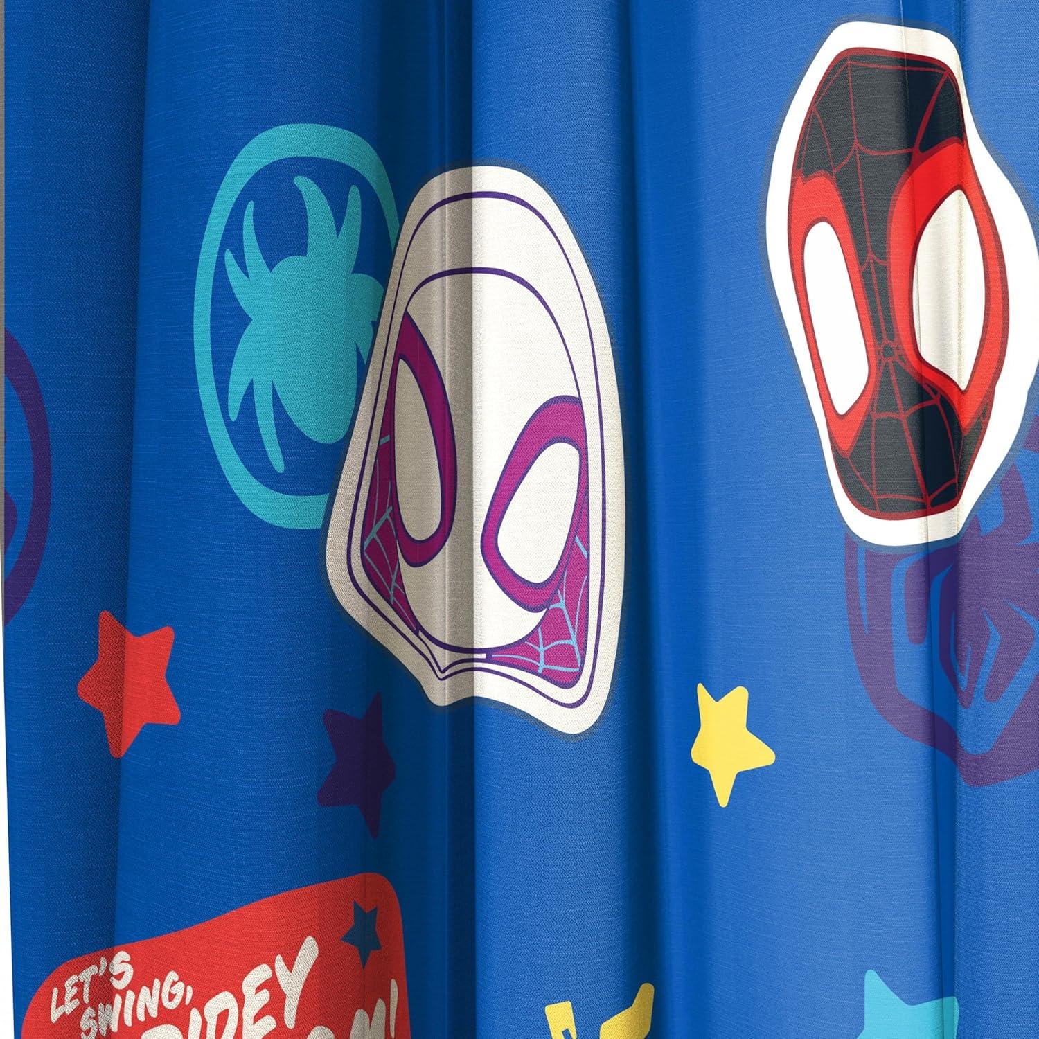 imageJay Franco Window Curtains for Kids Bedroom 4Piece Drape Set with 2 Tiebacks Grey Bluey 42 W x 84 L Pack of 2Blue Spidey His Amazing Friends