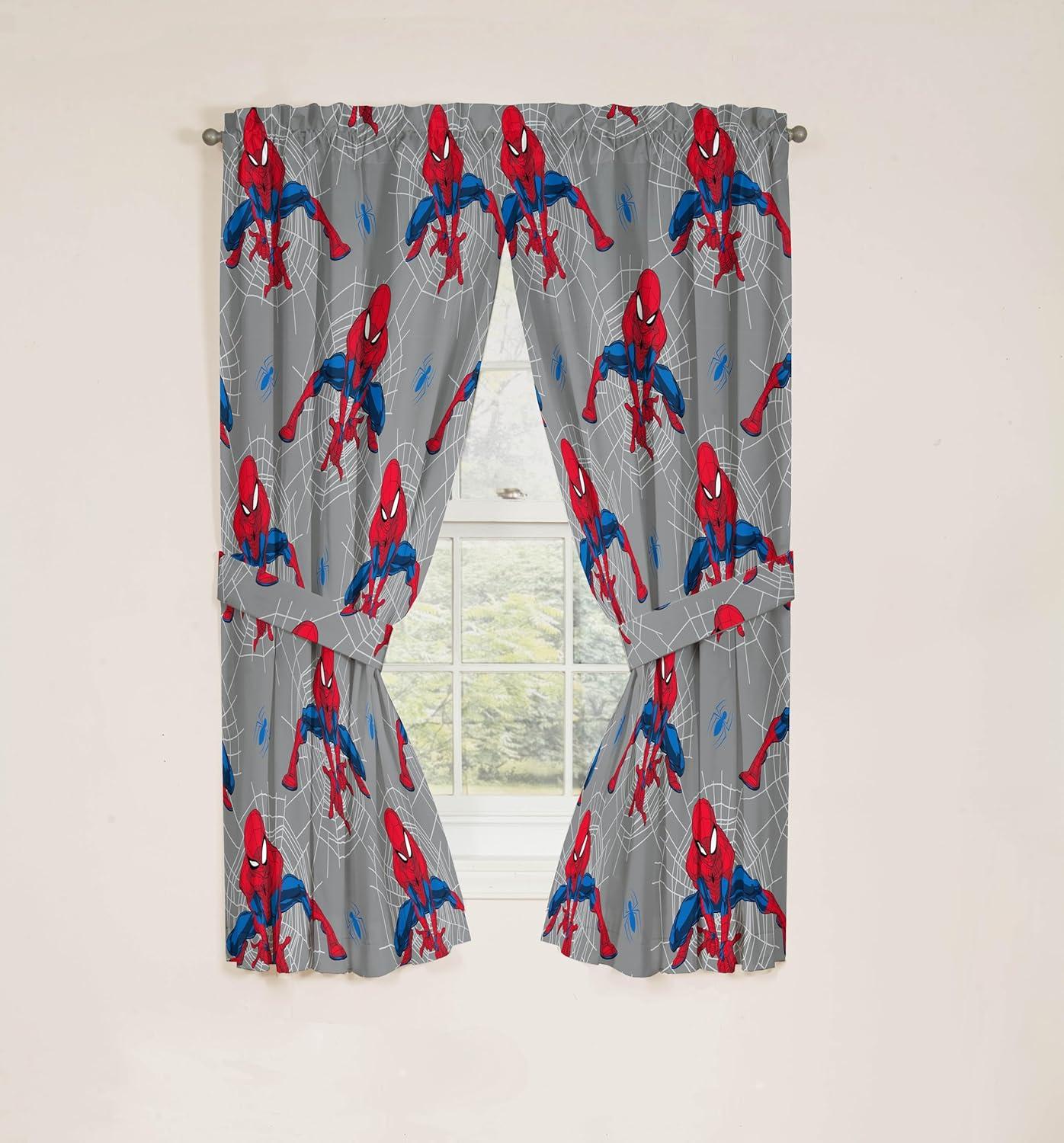 imageJay Franco Window Curtains for Kids Bedroom 4Piece Drape Set with 2 Tiebacks Grey Bluey 42 W x 84 L Pack of 2Grey Spiderman