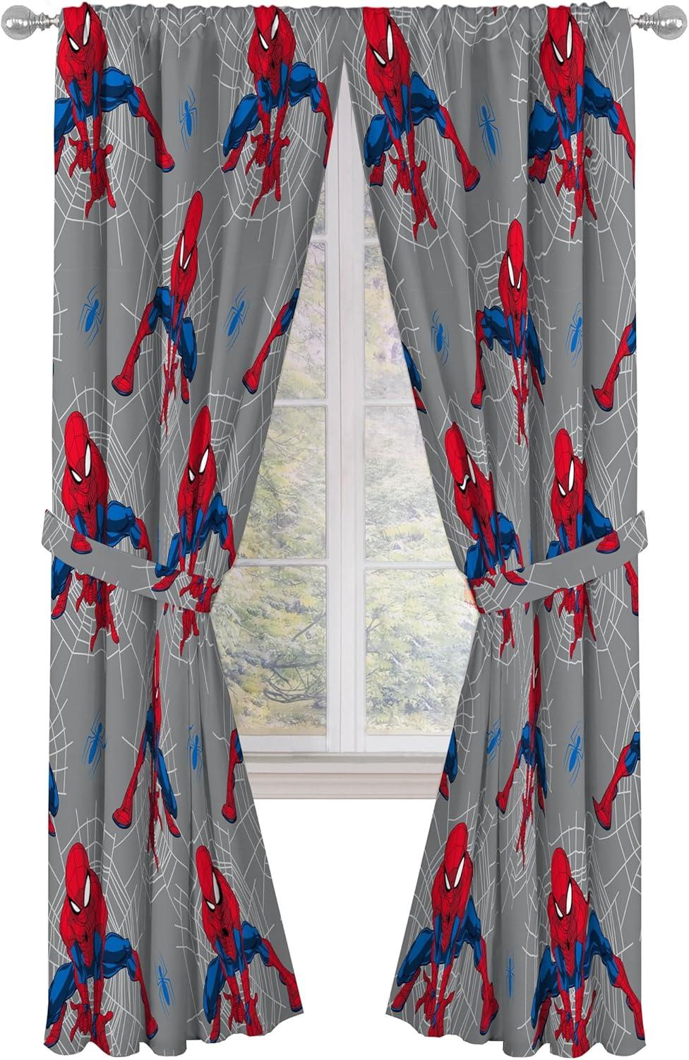 imageJay Franco Window Curtains for Kids Bedroom 4Piece Drape Set with 2 Tiebacks Grey Bluey 42 W x 84 L Pack of 2Grey Spiderman