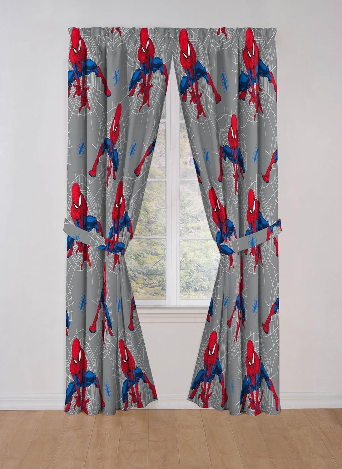 imageJay Franco Window Curtains for Kids Bedroom 4Piece Drape Set with 2 Tiebacks Grey Bluey 42 W x 84 L Pack of 2Grey Spiderman