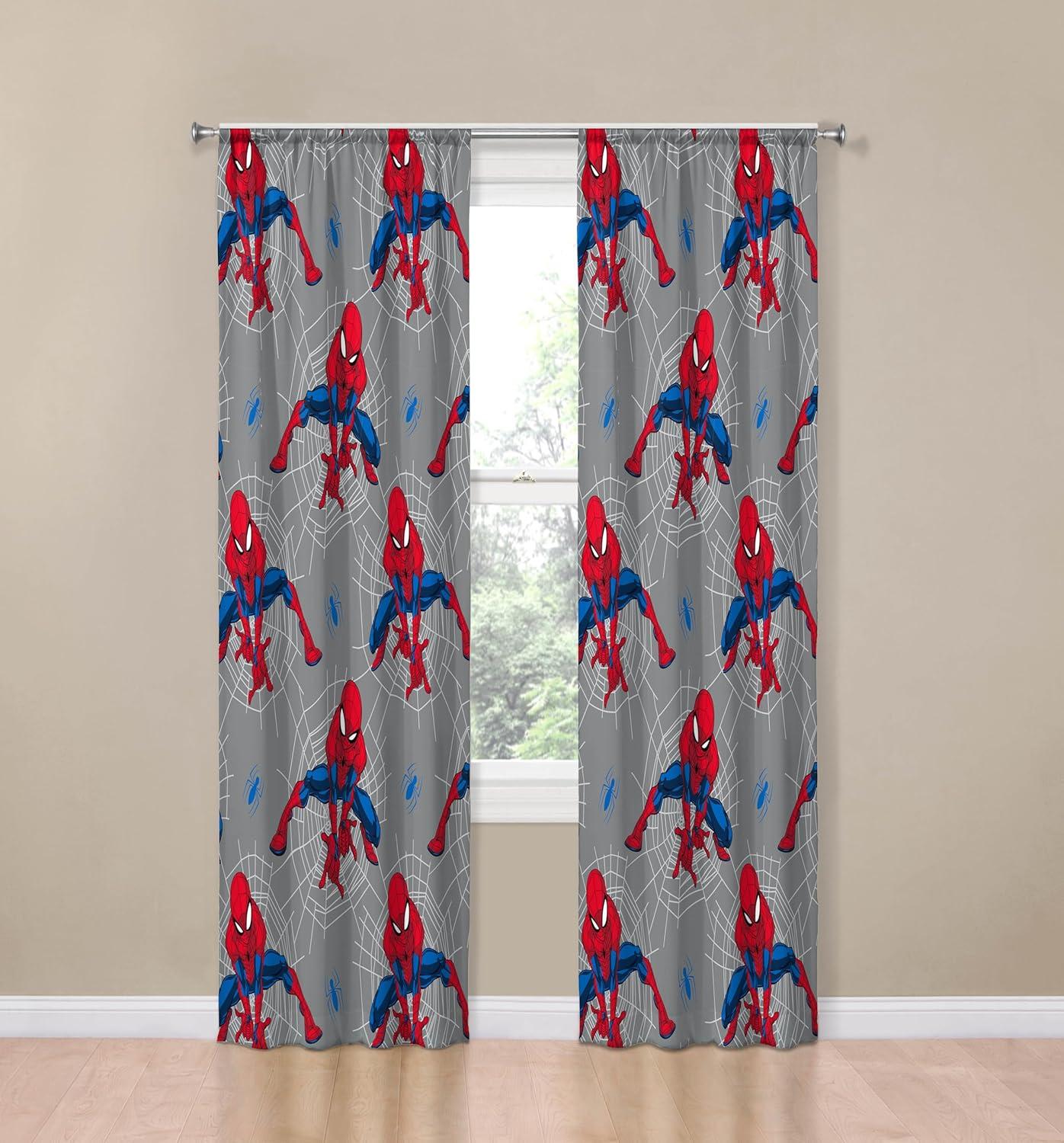 imageJay Franco Window Curtains for Kids Bedroom 4Piece Drape Set with 2 Tiebacks Grey Bluey 42 W x 84 L Pack of 2Grey Spiderman