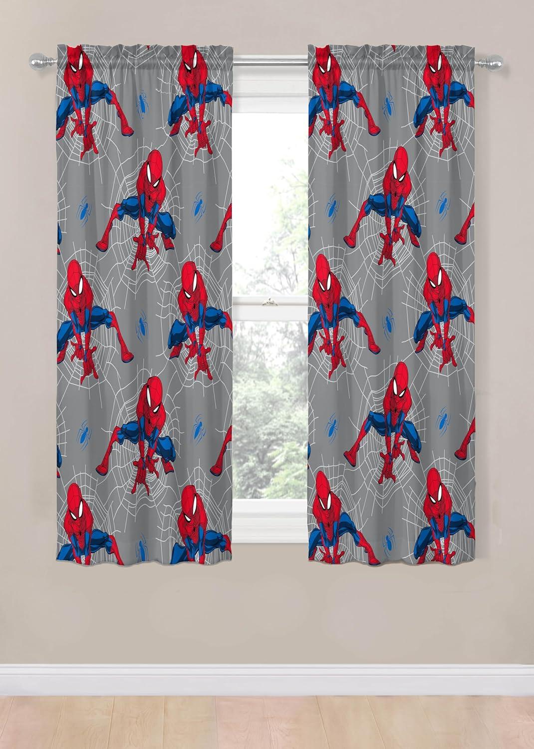 imageJay Franco Window Curtains for Kids Bedroom 4Piece Drape Set with 2 Tiebacks Grey Bluey 42 W x 84 L Pack of 2Grey Spiderman
