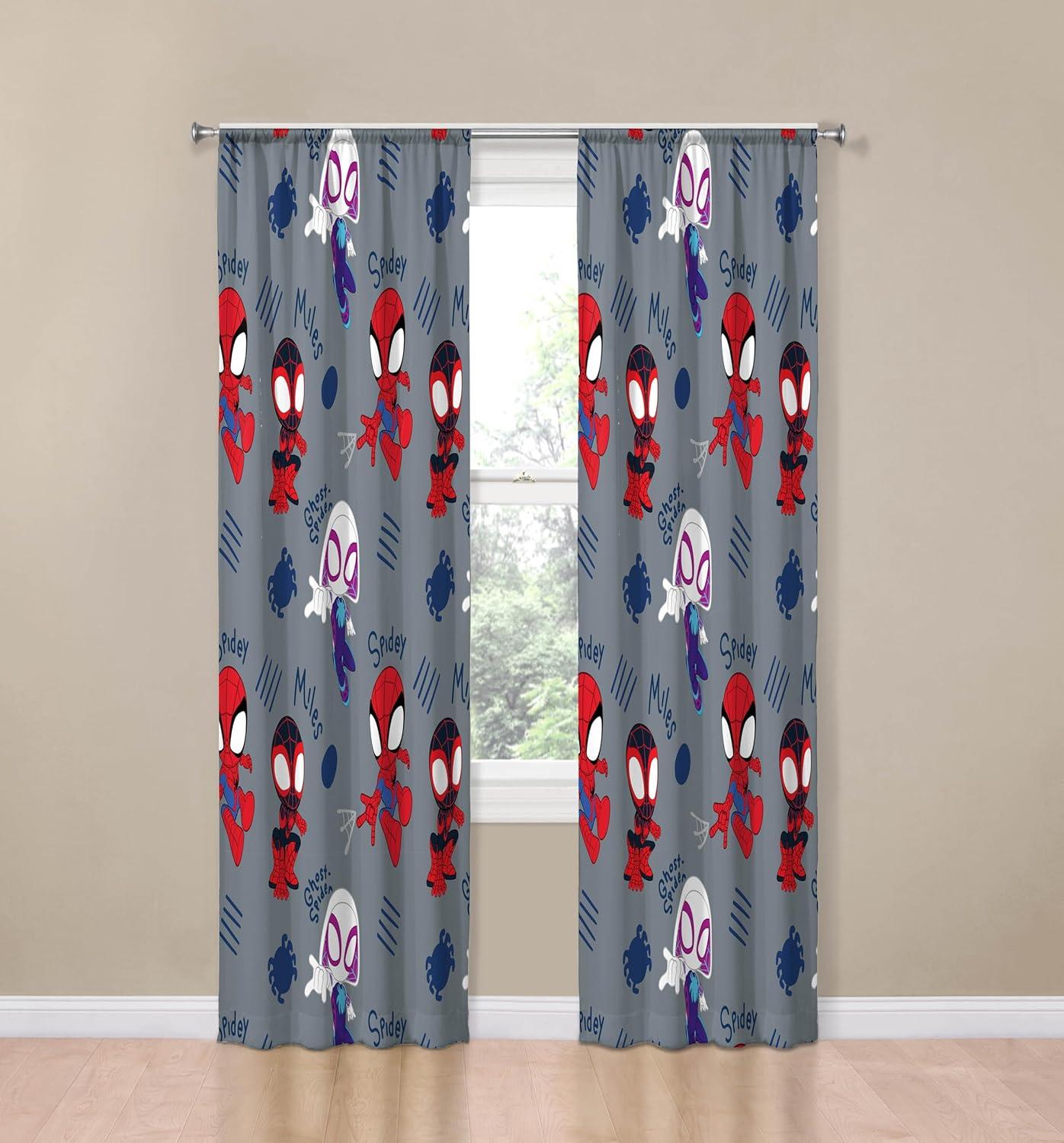imageJay Franco Window Curtains for Kids Bedroom 4Piece Drape Set with 2 Tiebacks Grey Bluey 42 W x 84 L Pack of 2Grey Spidey His Amazing Friends