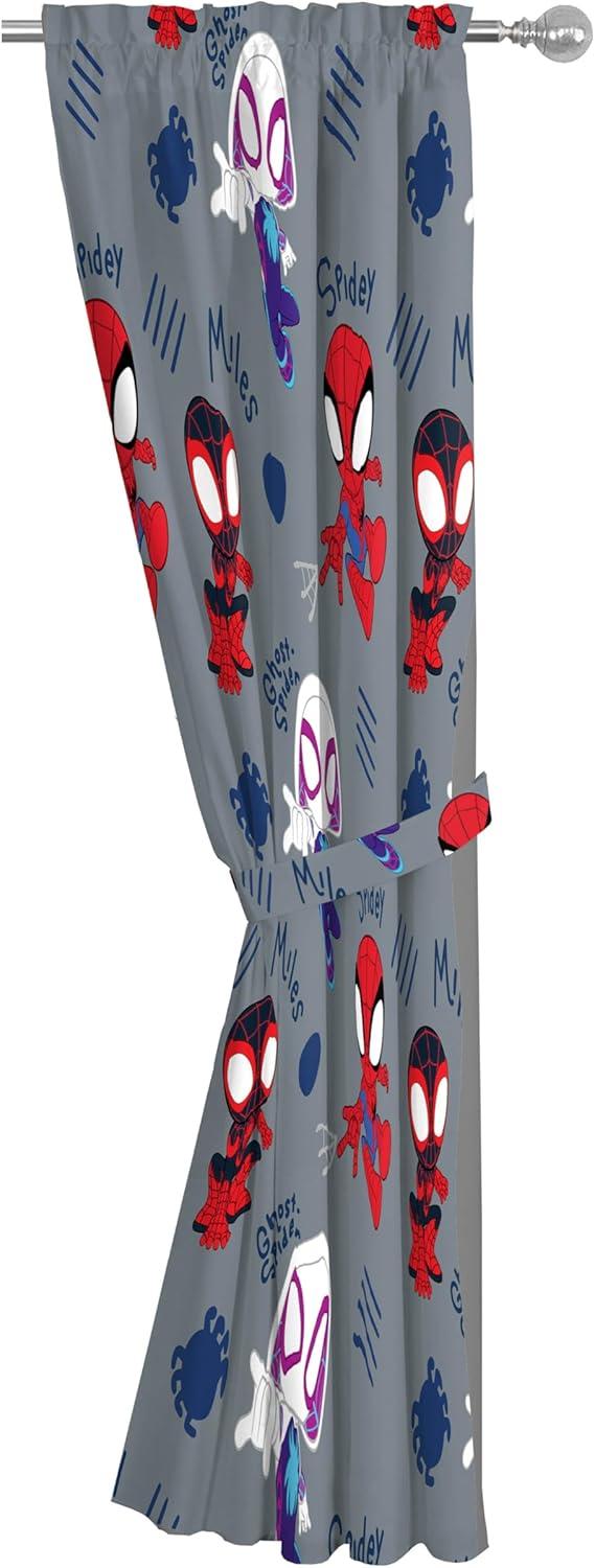 imageJay Franco Window Curtains for Kids Bedroom 4Piece Drape Set with 2 Tiebacks Grey Bluey 42 W x 84 L Pack of 2Grey Spidey His Amazing Friends