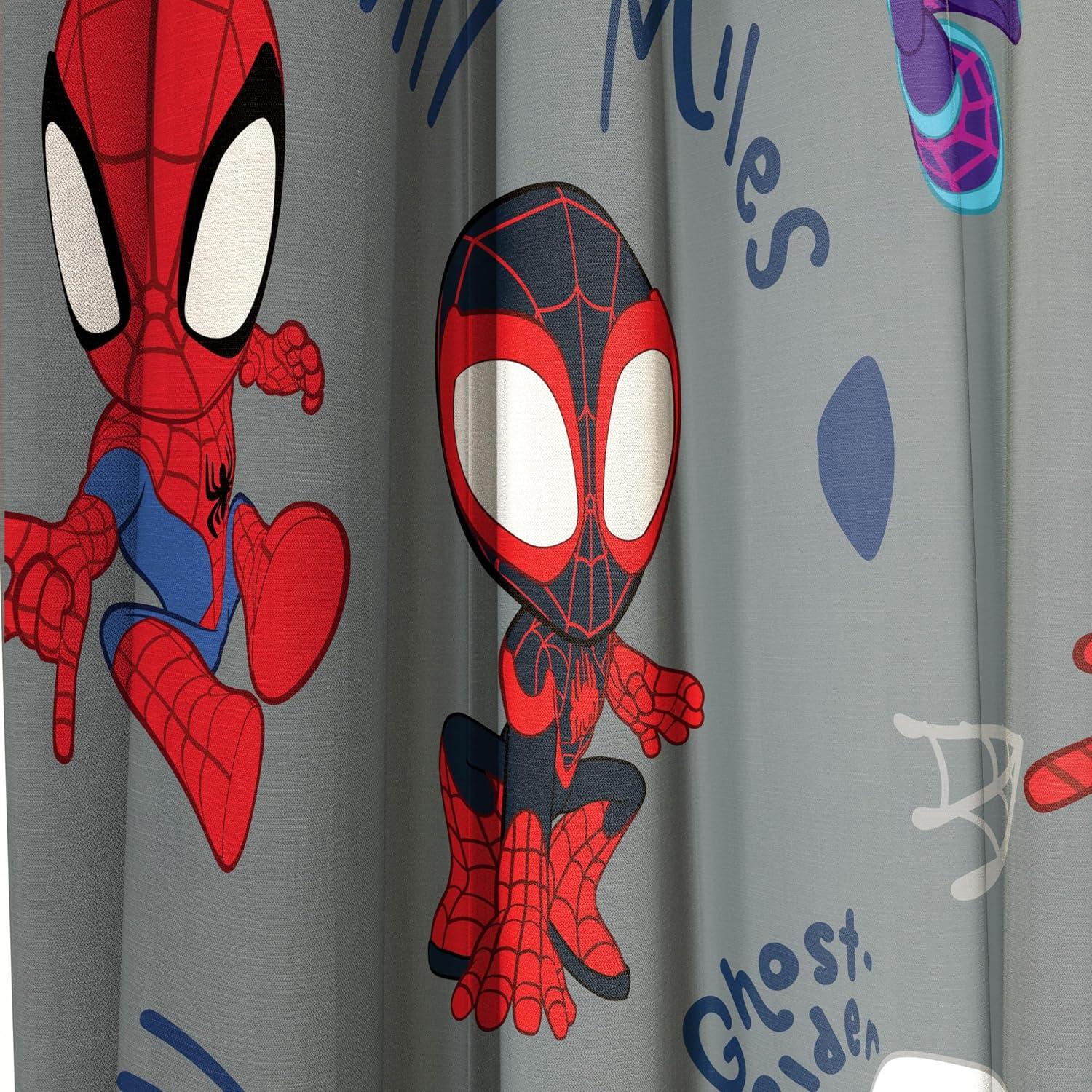 imageJay Franco Window Curtains for Kids Bedroom 4Piece Drape Set with 2 Tiebacks Grey Bluey 42 W x 84 L Pack of 2Grey Spidey His Amazing Friends