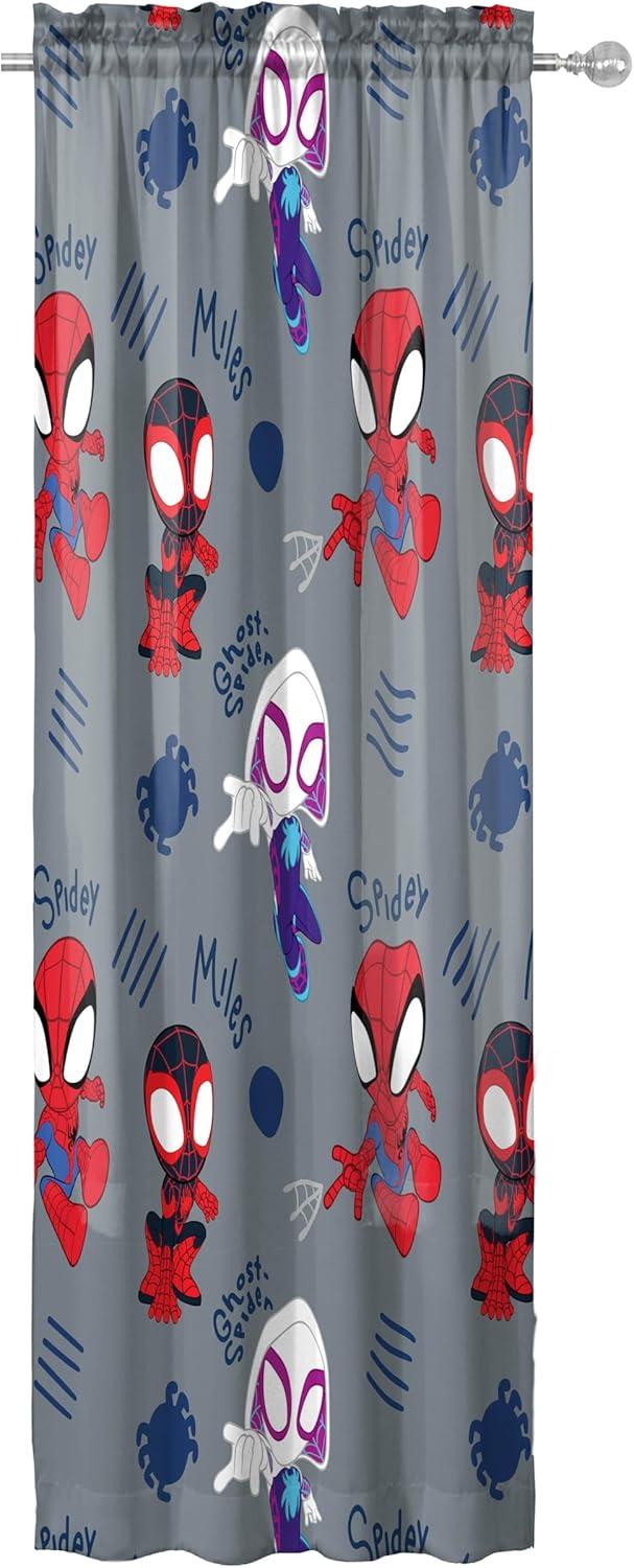 imageJay Franco Window Curtains for Kids Bedroom 4Piece Drape Set with 2 Tiebacks Grey Bluey 42 W x 84 L Pack of 2Grey Spidey His Amazing Friends