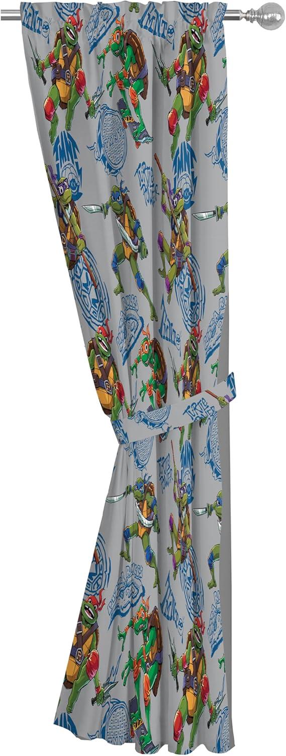 imageJay Franco Window Curtains for Kids Bedroom 4Piece Drape Set with 2 Tiebacks Grey Bluey 42 W x 84 L Pack of 2Grey Teenage Mutant Ninja Turtles