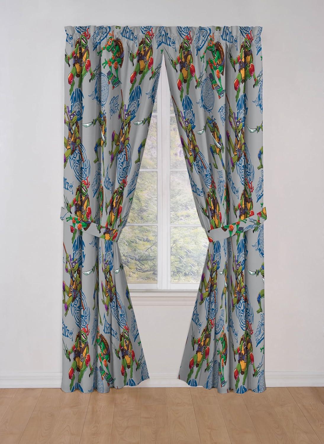 imageJay Franco Window Curtains for Kids Bedroom 4Piece Drape Set with 2 Tiebacks Grey Bluey 42 W x 84 L Pack of 2Grey Teenage Mutant Ninja Turtles
