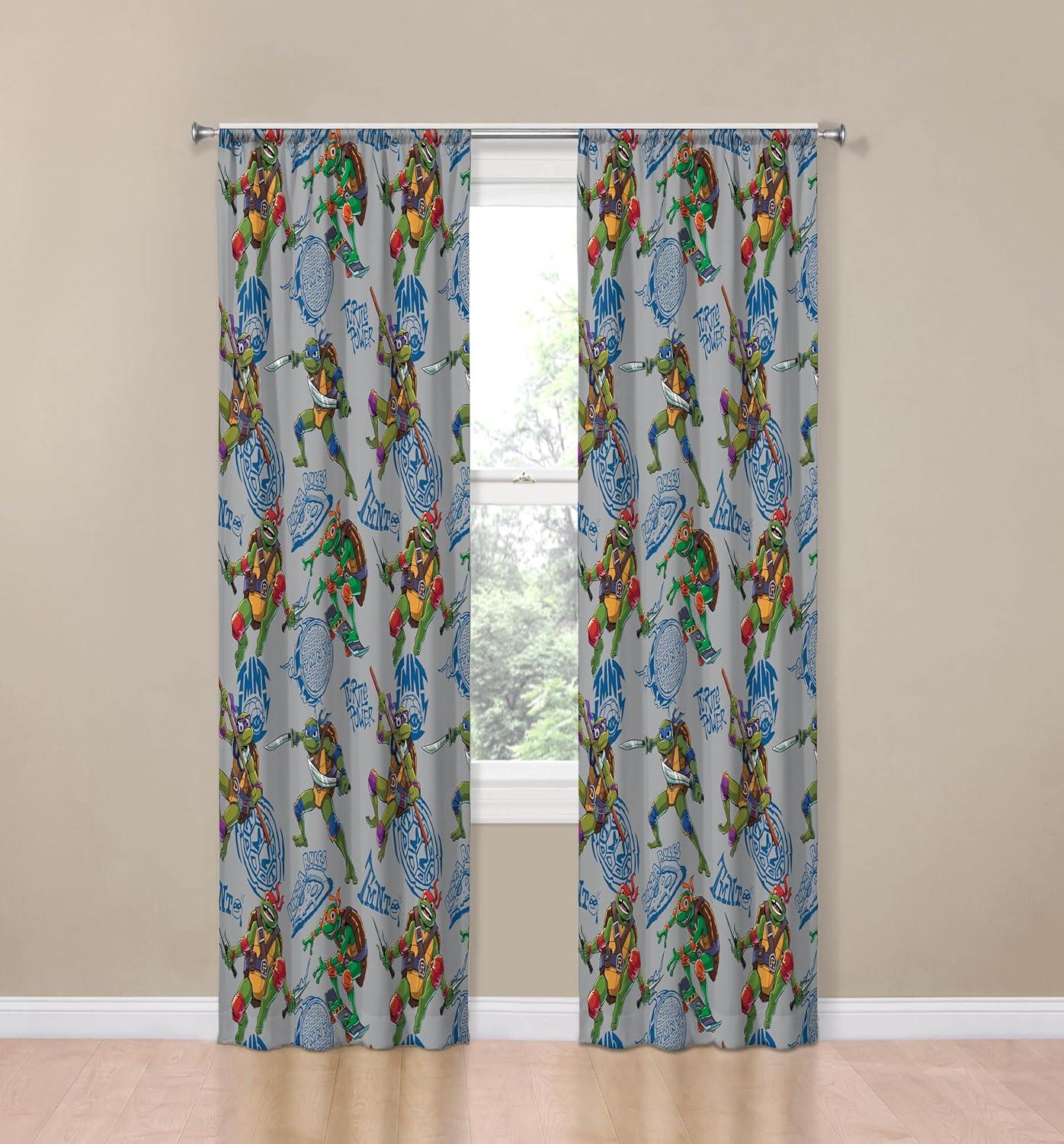 imageJay Franco Window Curtains for Kids Bedroom 4Piece Drape Set with 2 Tiebacks Grey Bluey 42 W x 84 L Pack of 2Grey Teenage Mutant Ninja Turtles
