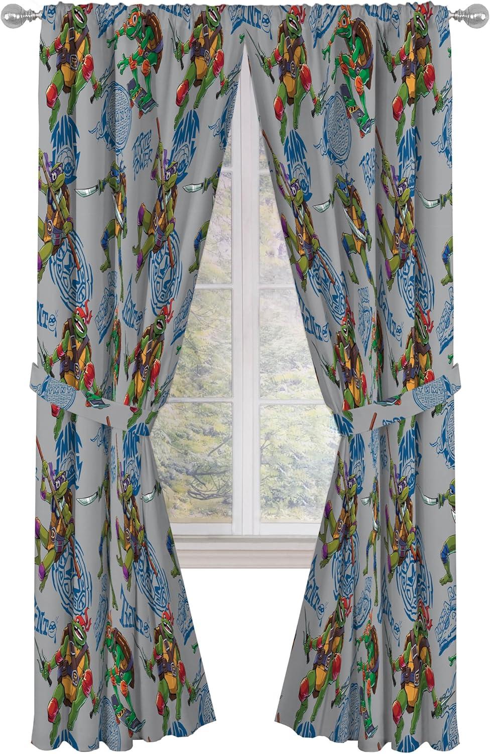 imageJay Franco Window Curtains for Kids Bedroom 4Piece Drape Set with 2 Tiebacks Grey Bluey 42 W x 84 L Pack of 2Grey Teenage Mutant Ninja Turtles