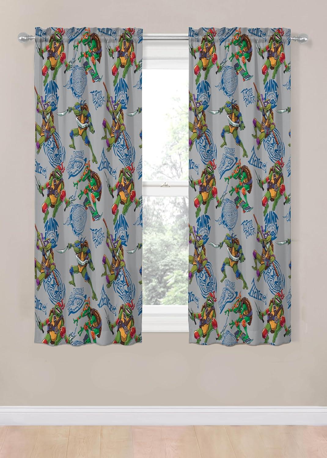 imageJay Franco Window Curtains for Kids Bedroom 4Piece Drape Set with 2 Tiebacks Grey Bluey 42 W x 84 L Pack of 2Grey Teenage Mutant Ninja Turtles