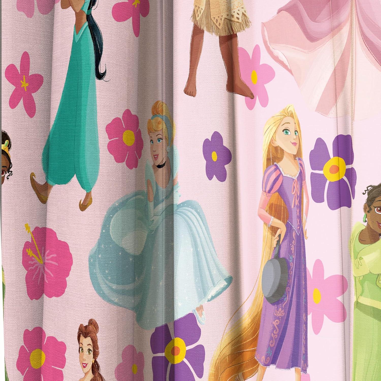 imageJay Franco Window Curtains for Kids Bedroom 4Piece Drape Set with 2 Tiebacks Grey Bluey 42 W x 84 L Pack of 2Pink Disney Princess