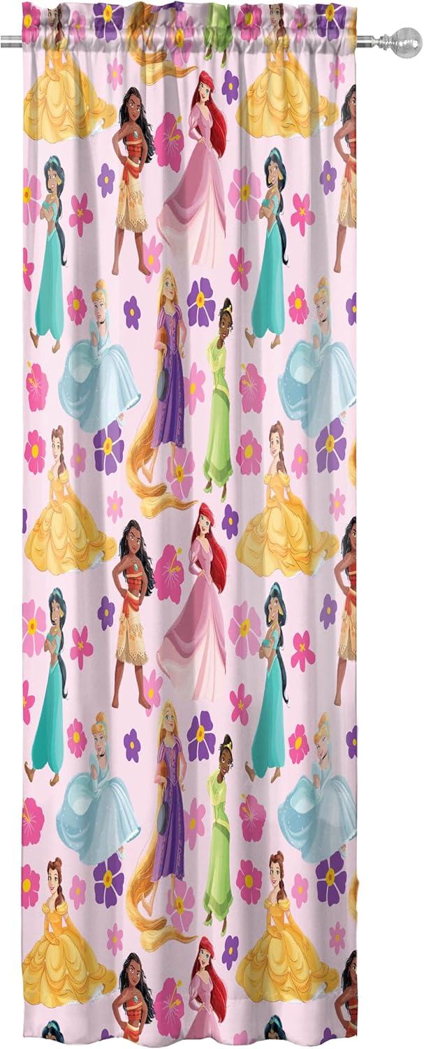 imageJay Franco Window Curtains for Kids Bedroom 4Piece Drape Set with 2 Tiebacks Grey Bluey 42 W x 84 L Pack of 2Pink Disney Princess