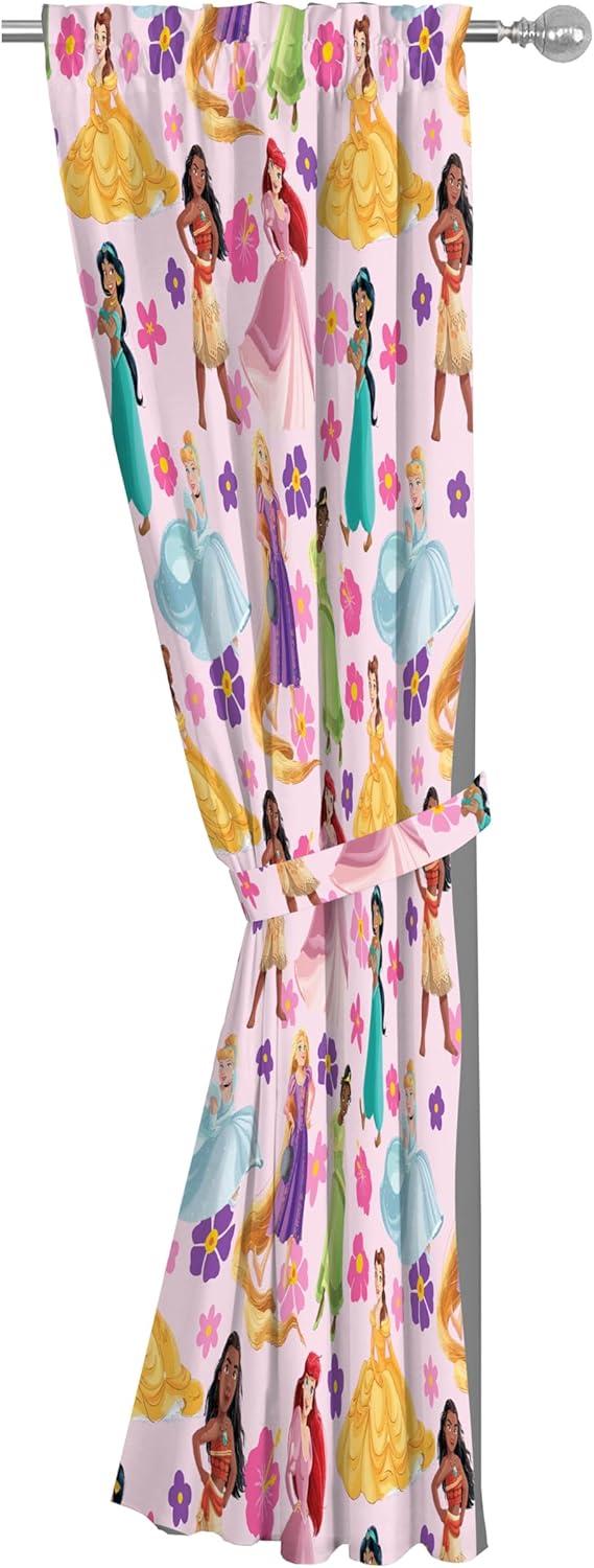 imageJay Franco Window Curtains for Kids Bedroom 4Piece Drape Set with 2 Tiebacks Grey Bluey 42 W x 84 L Pack of 2Pink Disney Princess