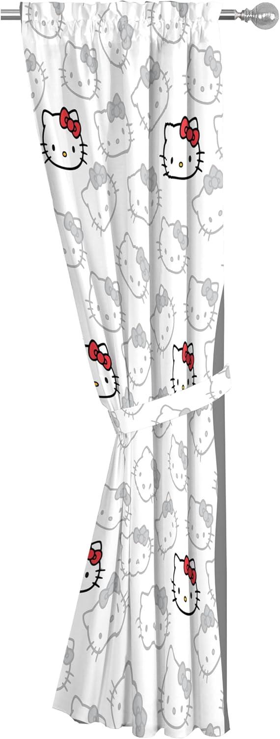 imageJay Franco Window Curtains for Kids Bedroom 4Piece Drape Set with 2 Tiebacks Grey Bluey 42 W x 84 L Pack of 2White Hello Kitty