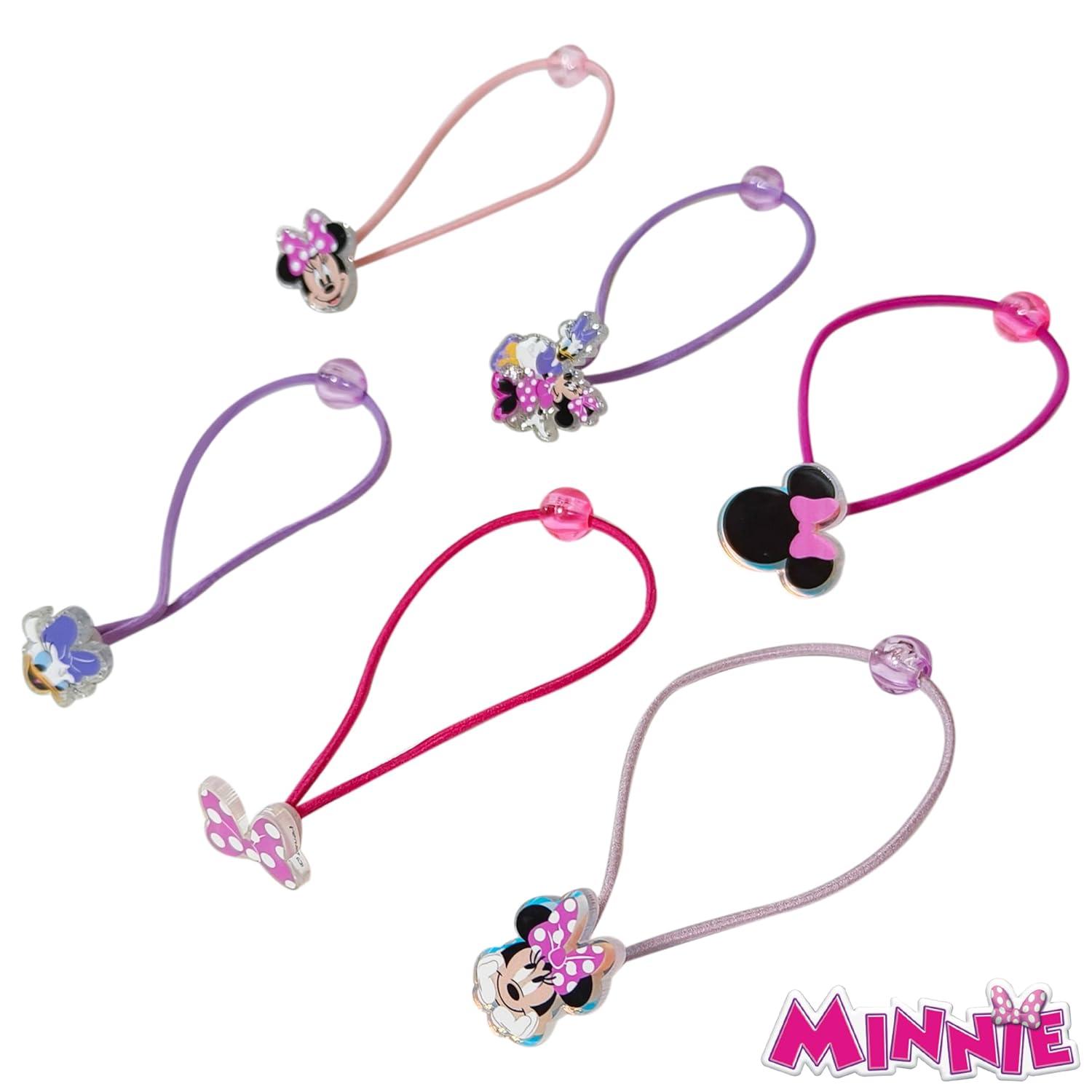 imageLUV HER Bluey Elastic Hair Ties for Girls Multicolored Durable Elastic Pack of 6 Ideal Hair Accessories for Ponytails amp Buns Ages 3Minnie Pink Purple